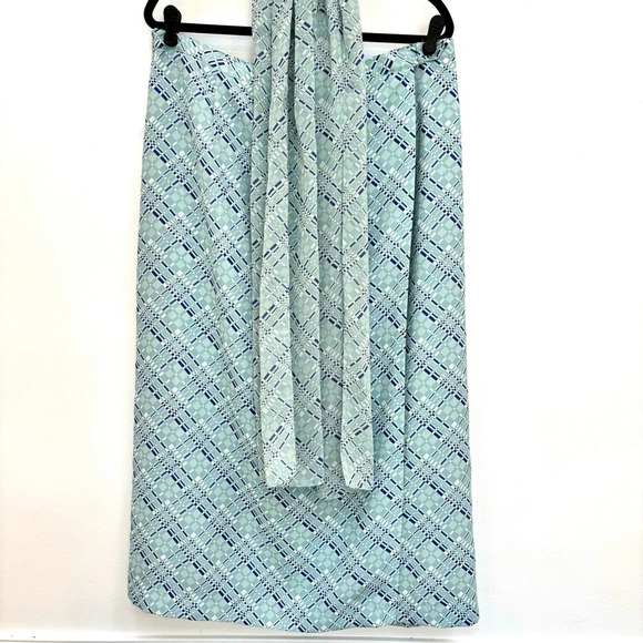 Designs Lane Bryant Blue Geometric Print Midi Wrap Skirt with Matching Scarf -22 - Picture 1 of 11